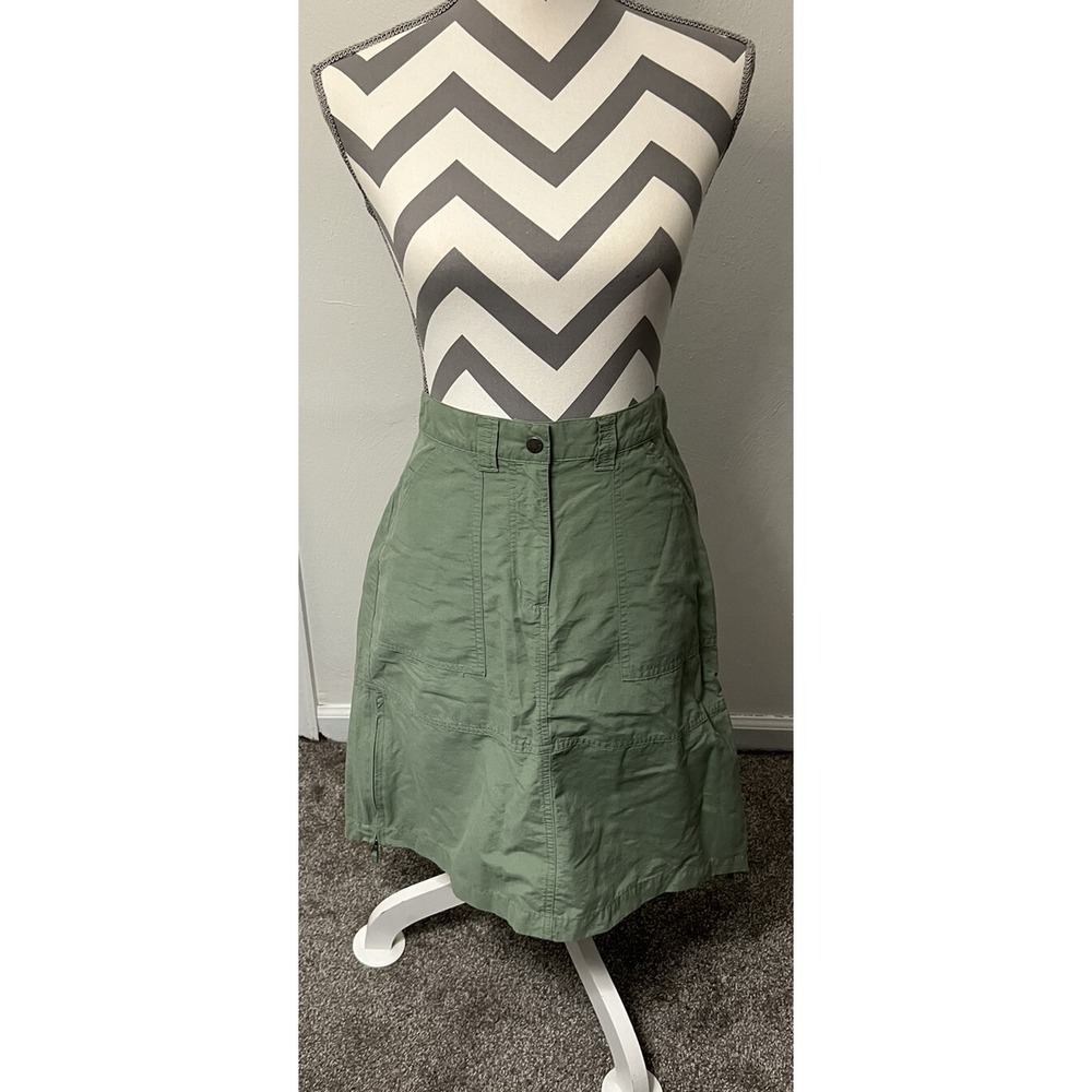 Woolrich Utility‎ Midi Skirt Olive Green Size 6 Size Zipper Back Pockets